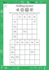 Adding Money - Math Practice Worksheet (Grade 1) - TeacherVision.com