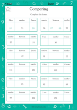 comparing numbers math practice worksheet grade 2 teachervisioncom