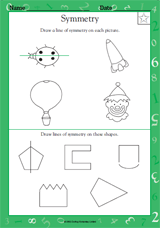 Symmetry - Math Practice Worksheet (Grade 1) - TeacherVision.com