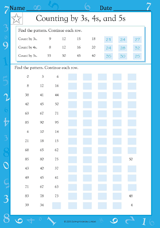 Counting by 3s, 4s, and 5s - Math Practice Worksheet (Grade 3 ...