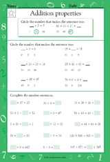 Addition Properties II - Math Practice Worksheet (Grade 1