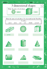 Naming 3-Dimensional Shapes I - Math Practice Worksheet (Grade 1