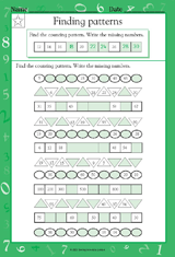 finding number patterns math practice worksheet grade 1