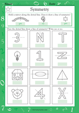 Lines of Symmetry - Math Practice Worksheet (Grade 1) - TeacherVision.com