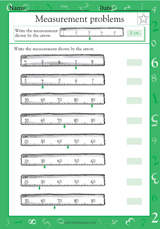 Metric Measurement Problems - Math Practice Worksheet (Grade 1