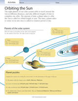 Activities: Orbiting the Sun Printable (Grades 3-6) - TeacherVision.com