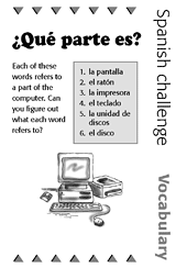 Spanish Vocabulary: Computer Parts Printable (Foreign Languages, 5th ...