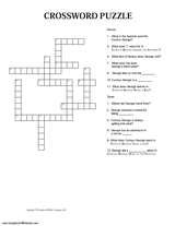 curious george crossword puzzle printable pre k 3rd grade
