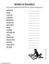 Sing Gibberish Crossword Clue Word Scramble George Curious Printable