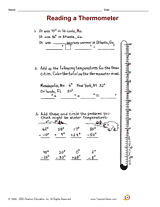 Reading a Thermometer Printable (3rd Grade) - TeacherVision.com