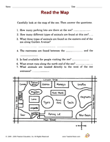 Read the Map Printable (3rd Grade) - TeacherVision.com