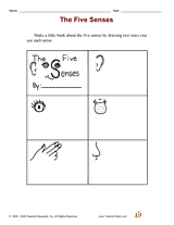 The Five Senses: Make A Book Printable (k - 1st Grade) - Teachervision.com