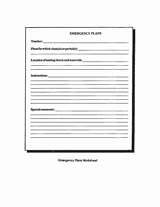 Emergency Plans Worksheet - School Safety Printable (K-12