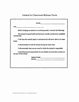 Animal in Classroom Release Form - School Safety Printable (K-12 ...