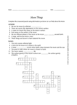 Moon Crossword Puzzle Space Science Printables (Gr 6 12