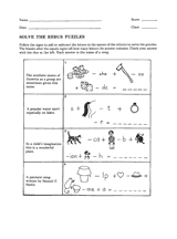 Solve the Rebus Puzzles Printable (3rd - 9th Grade) - TeacherVision.com