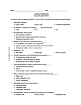 Johnny Tremain — Comprehension Test A Printable (4th - 8th Grade ...