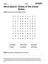 Word Search: States of the United States Printable (1st - 8th Grade ...