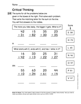 critical thinking math problems 1st grade