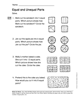 Equal and Unequal Parts (Gr. 2) Printable (2nd Grade) - TeacherVision.com