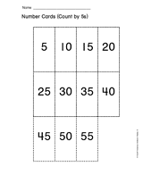 Number Cards (Count by 5s) Printable (1st - 5th Grade) - TeacherVision.com