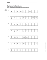 patterns in numbers fractions gr 5 printable 5th grade