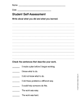 student self assessment 1 printable k 2nd grade