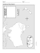 Map of Australia and New Zealand Printable (Geography, 3rd-8th Grade ...