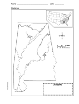 Map of Alabama Printable (1st - 8th Grade) - TeacherVision.com