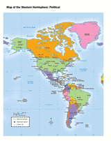 Map Of The World Hemisphere Political Map of the Western Hemisphere