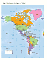 Political Map of the Western Hemisphere - Geography Printable (3rd ...