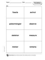 Fossils: Vocabulary Printable (2nd Grade) - TeacherVision.com