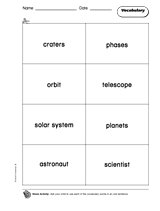 the solar system vocabulary printable 2nd grade teachervisioncom