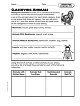 6th classification worksheet animal grade 6th Worksheets  Grade Classification animal Science