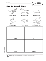 Explore Activity: How Do Animals Move? Printable (K) - TeacherVision.com