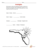 U.S. Geography -- Analogies Printable (3rd - 6th Grade) - TeacherVision.com