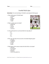 Soccer Skills Quiz - Printable Worksheet (3rd-8th Grade