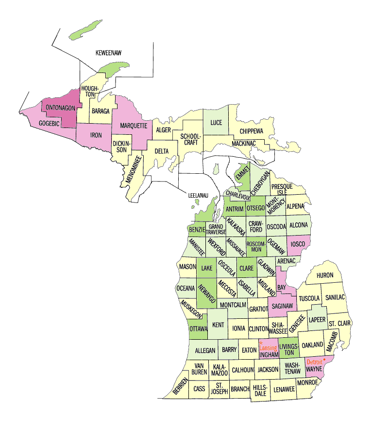 Michigan: Population, percent change, 1990 to 2000