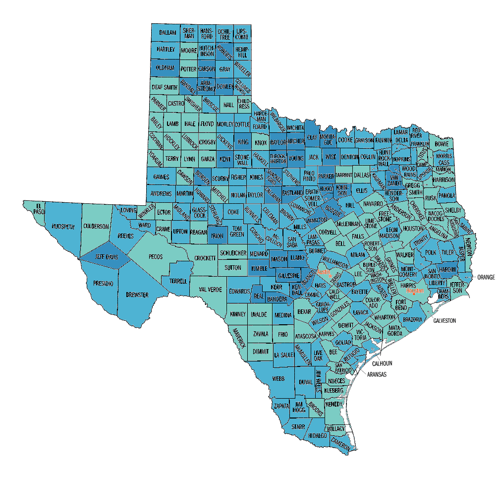 Texas: White persons, percent, 2000