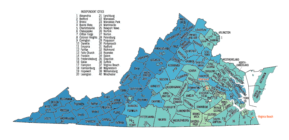 Virginia: White persons, percent, 2000