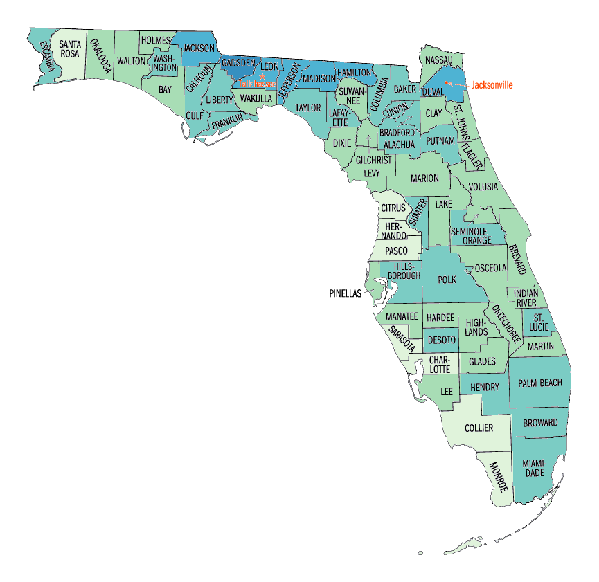 Florida: Black or African American persons, percent, 2000