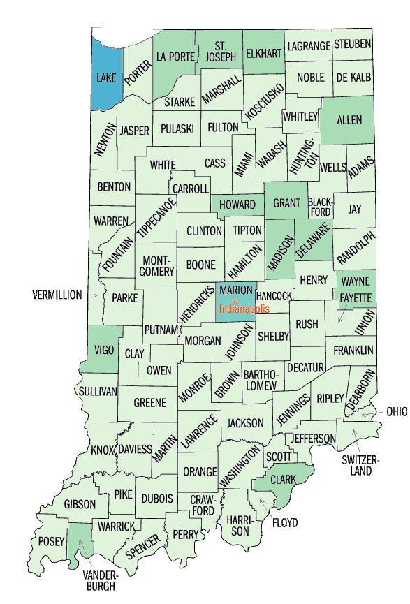 Indiana: Black or African American persons, percent, 2000